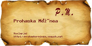 Prohaska Mínea névjegykártya